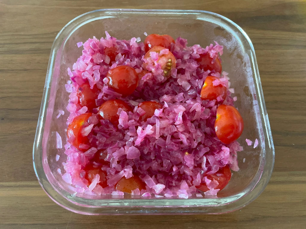 雅やかな赤紫のミニトマトサラダ F様